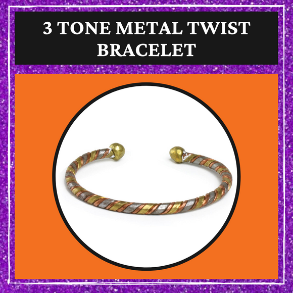 3 Tone Metal Twist Bracelet